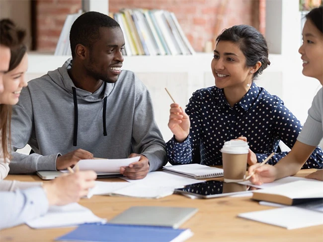 College students meeting in a study group.