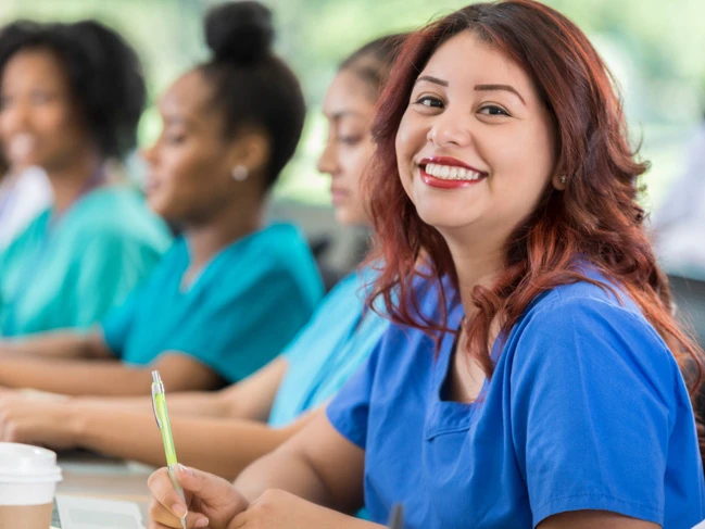 medical office assistant student in class of college