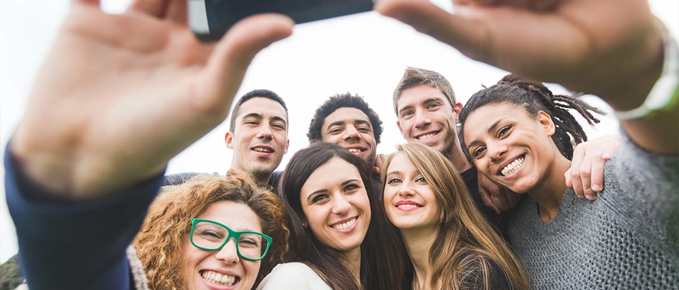 A group of students taking a selfie.