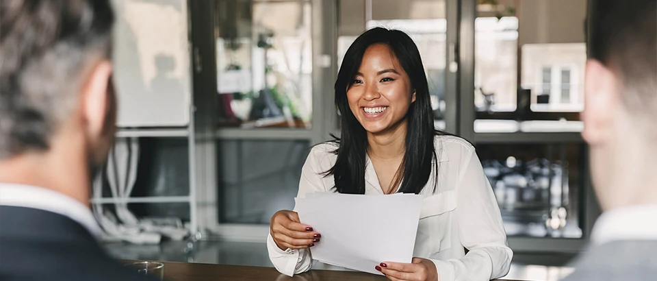 An applicant hired during a job interview.