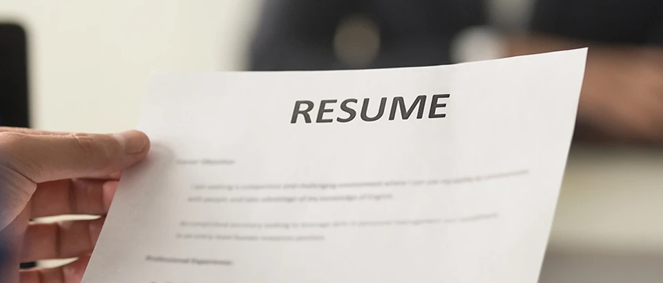 A resume at a job interview.