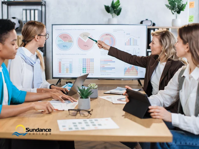 SEO specialist having a discussion with a client at work.