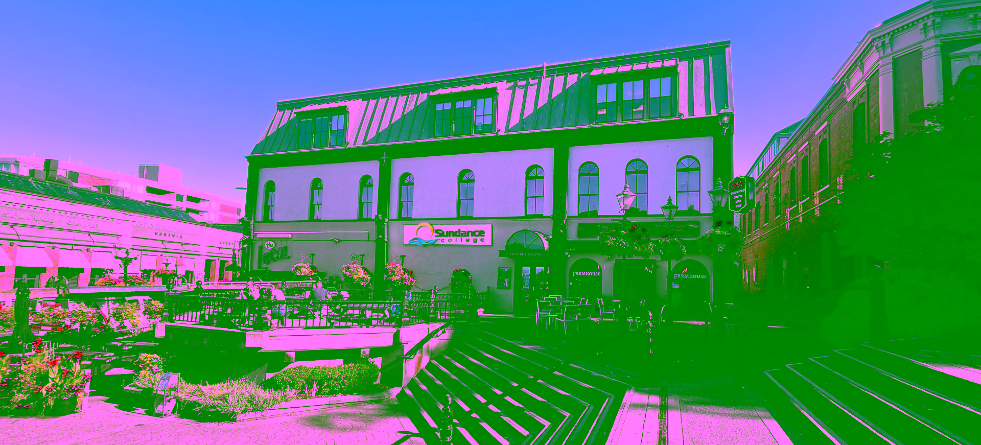 Exterior view of the Sundance College Victoria campus building in Bastion Square.